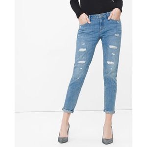WHBM Destructed Chain Girlfriend Skinny Jeans